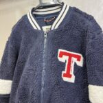 TOMMY JEANS ボアフリース ジャケット ネイビー Tワッペン ジップブルゾン L