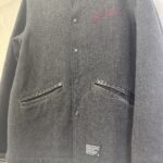 QUENCHLOUD スタジャン ウール混 刺繍ロゴ グレー 