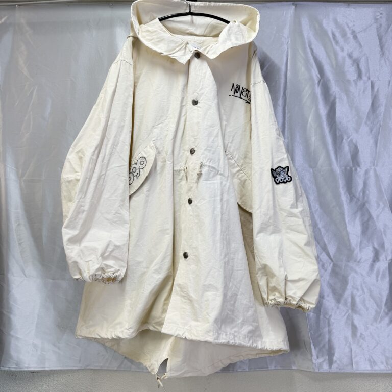9090 アイボリー フード付き モッズコート